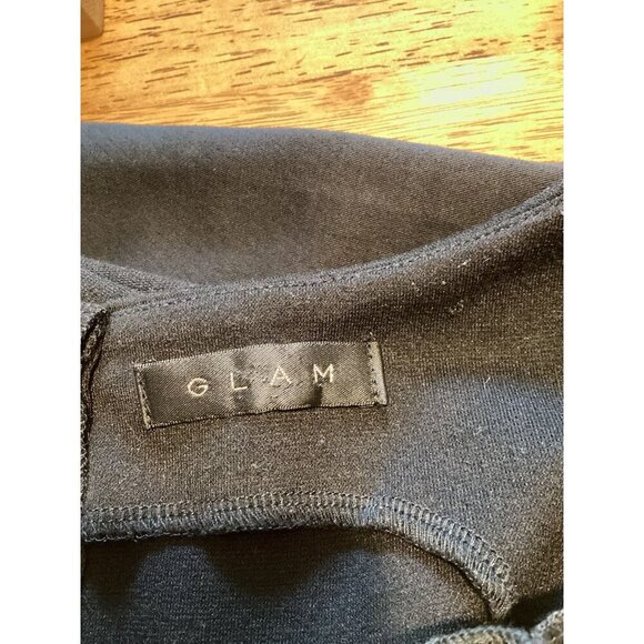 GLAM Black Fit and Flare Dress Small Designer Look Classic Preppy Date Night - Picture 8 of 8